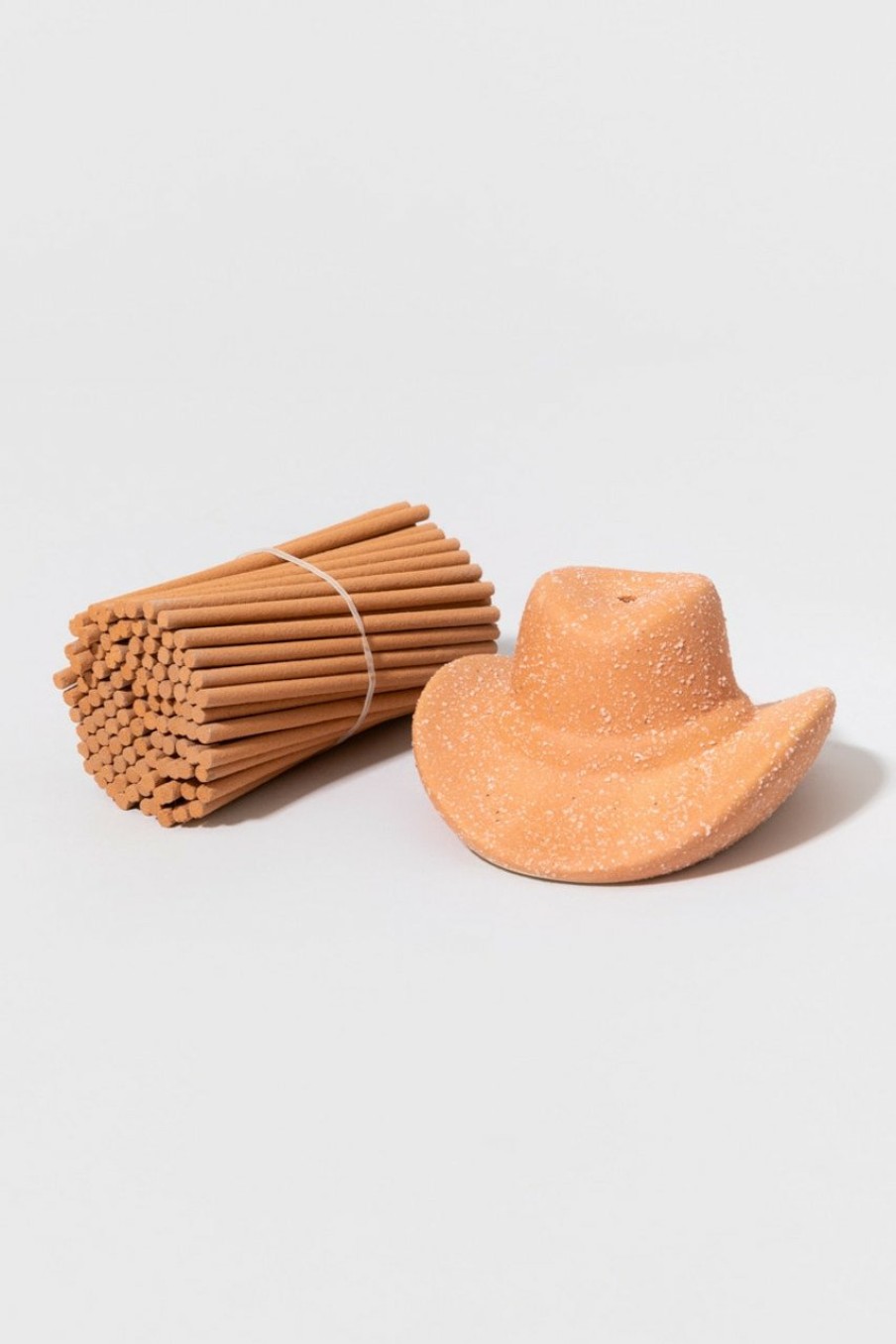 Francesca's Paddywax Terracotta Ceramic Cowboy Hat Incense Holder Tan Candles