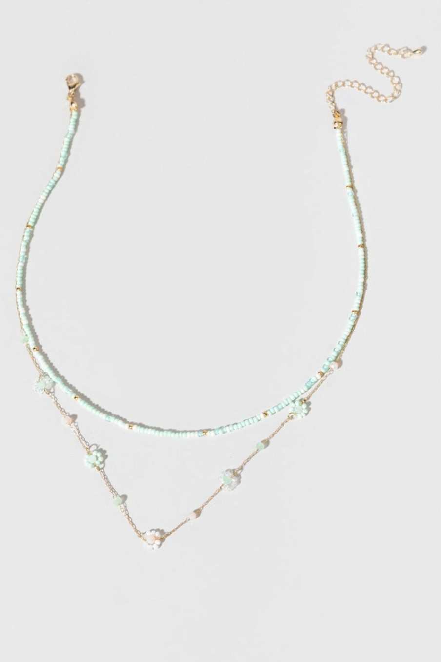 Francesca's Kassy Flower Necklace Mint Necklaces