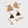 Francesca's Joana Gold And Heart Earring Set Black Earrings