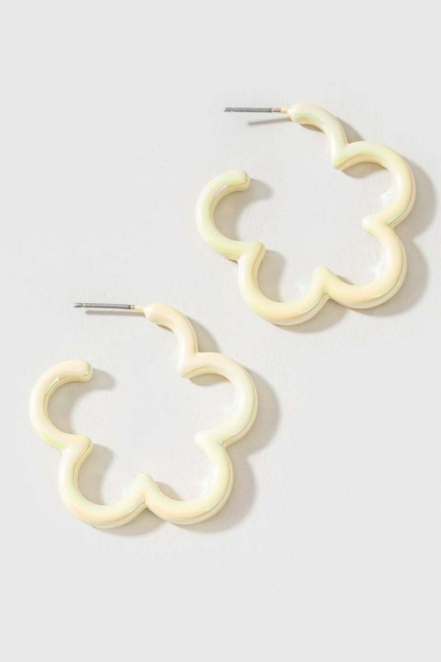 Francesca's Cher Iridescent Flower Hoops White Earrings