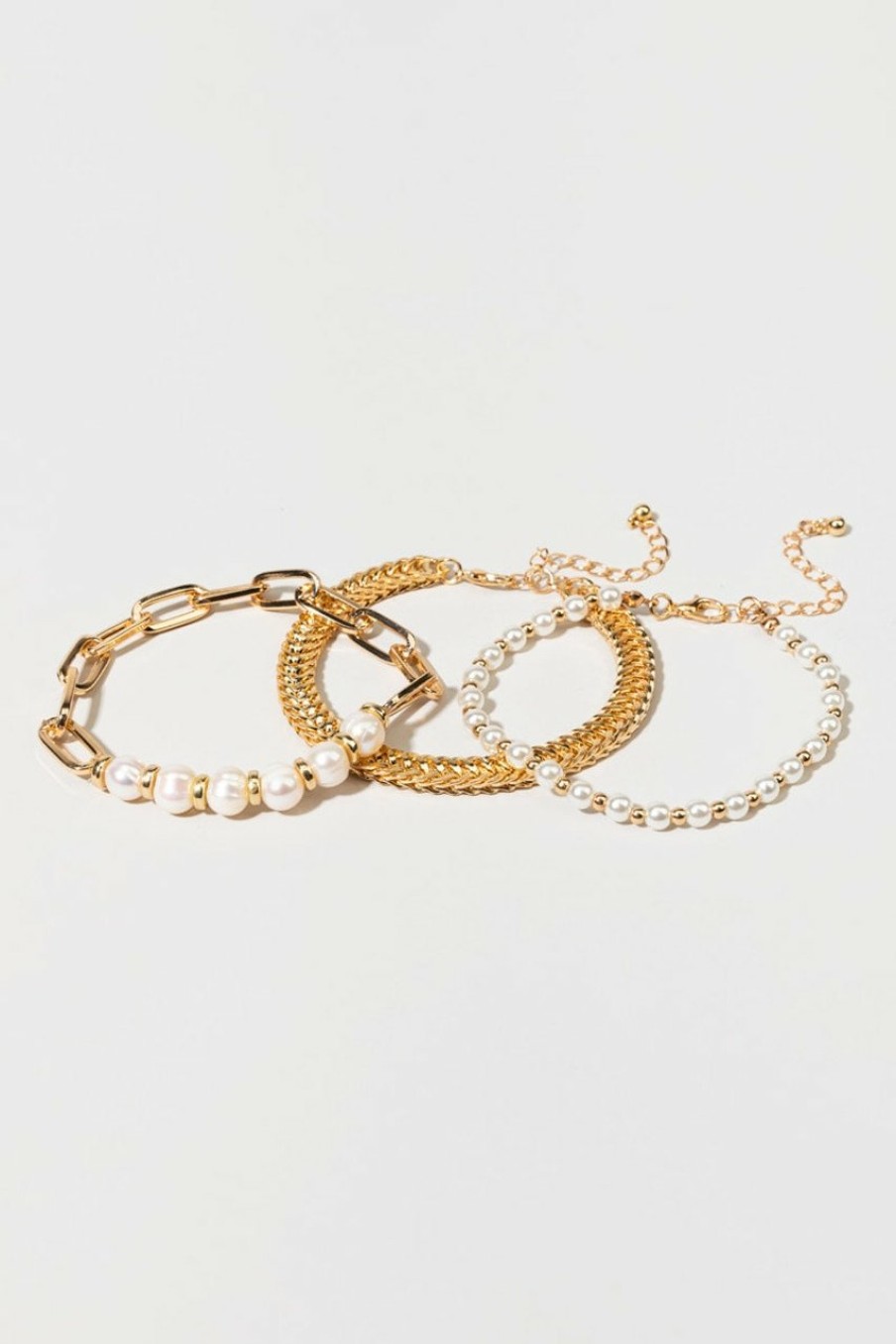 Francesca's Jemma Chunky Chain Bracelet Set Pearl Bracelets