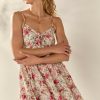 Francesca's Megan Floral Tie Front A Line Mini Dress White Dresses