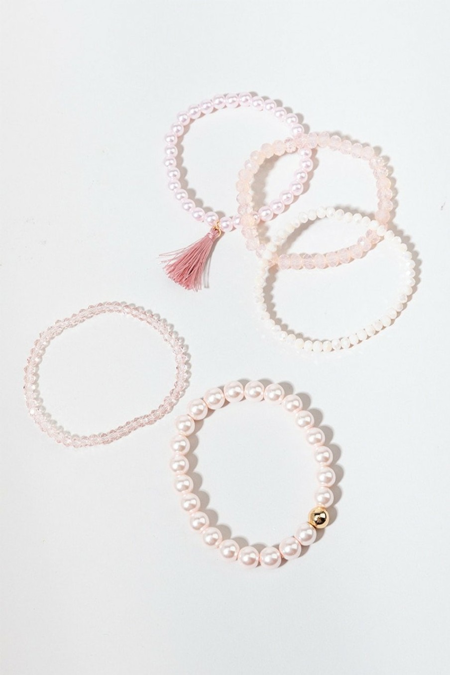 Francesca's Buffy Pearl Bracelets Set Pink Bracelets