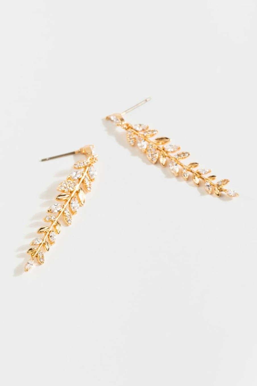 Francesca's Avery Cz Leaf Linear Earrings Crystal Earrings