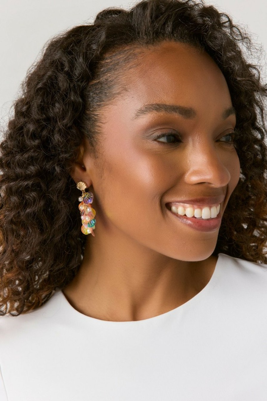 Francesca's Terri Seashell And Pearl Earrings Iridescent Earrings