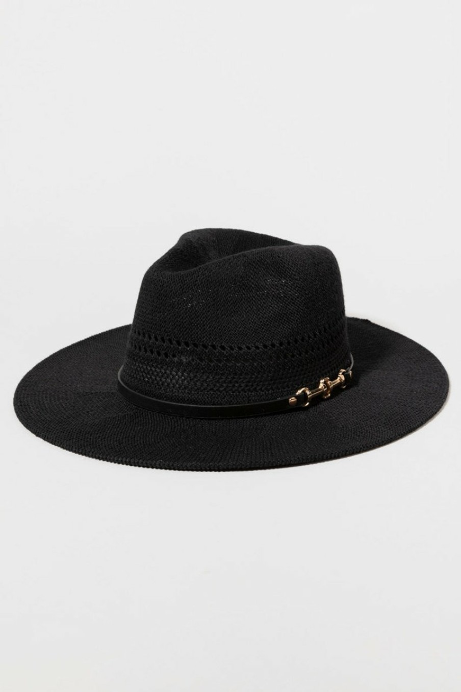 Francesca's Harrietta Panama Hat Black Hats