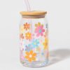 Francesca's Laurel Pattern Glass Can Jar Multi Drinkware