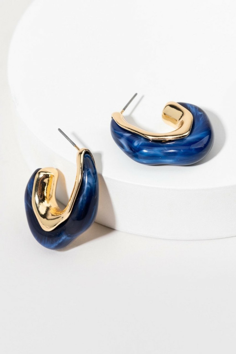 Francesca's Susan Resin Organic Hoop Earrings Blue Earrings