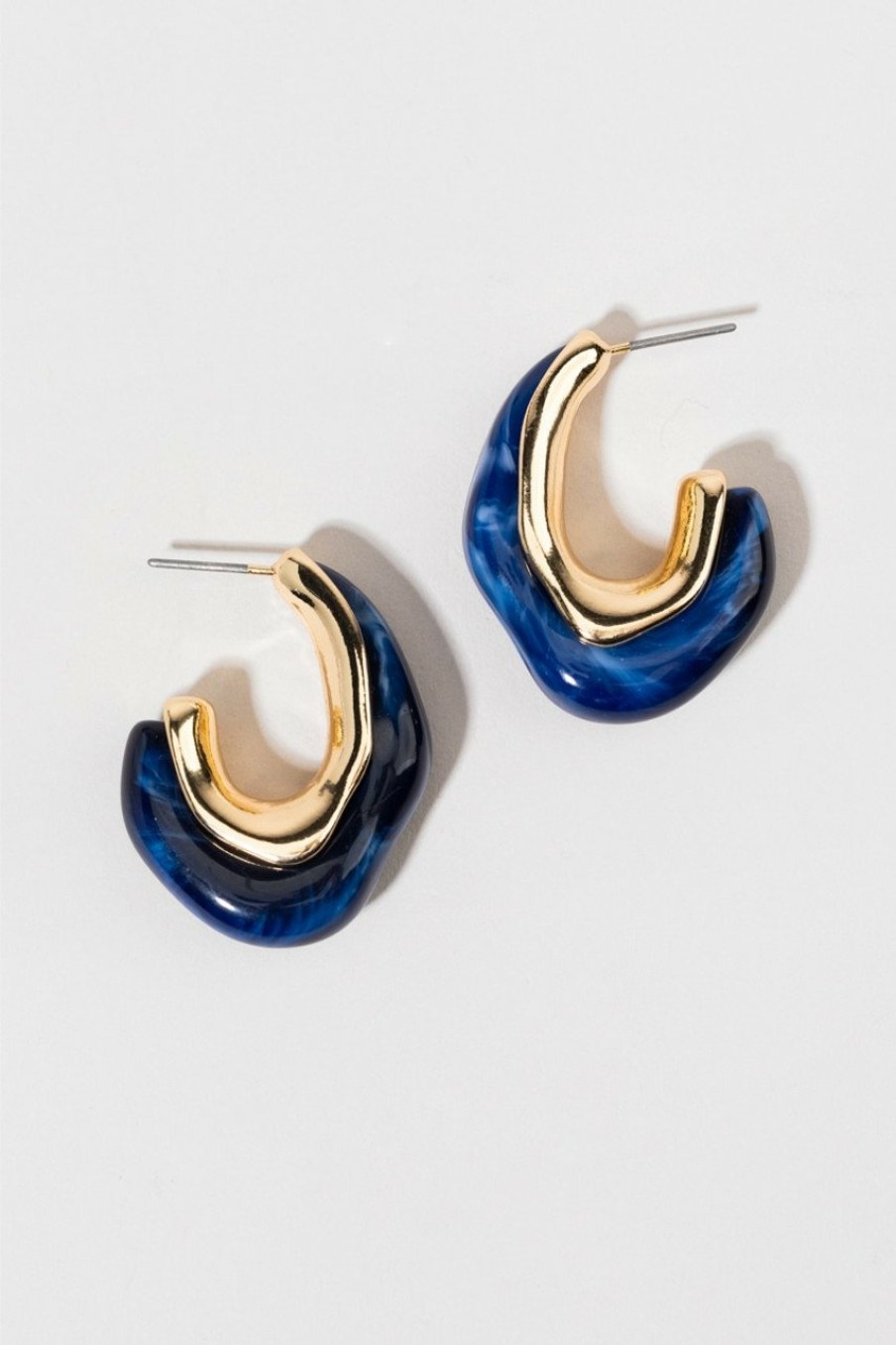 Francesca's Susan Resin Organic Hoop Earrings Blue Earrings