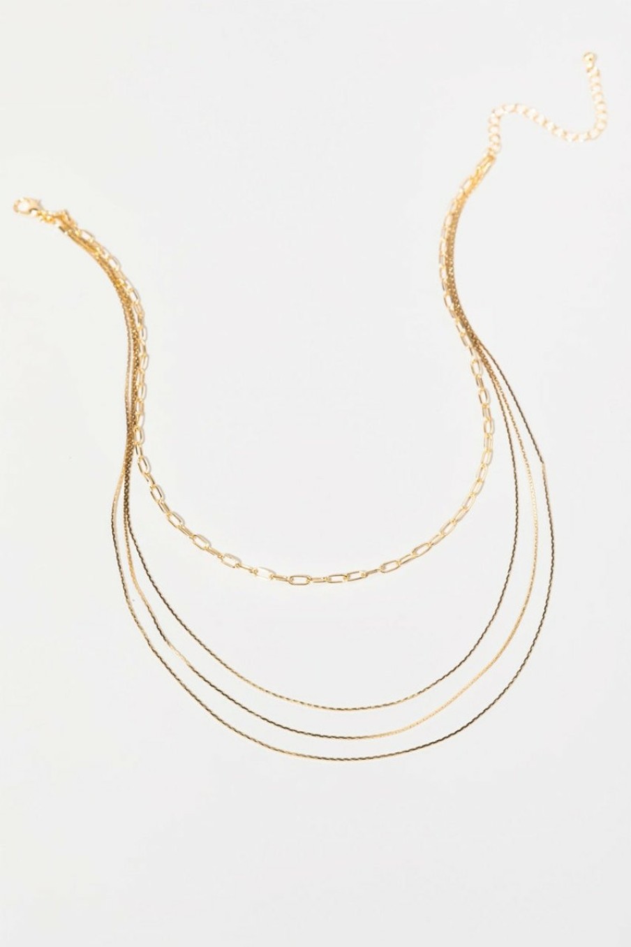 Francesca's Lilah Multi Layer Metal Necklace Gold Necklaces