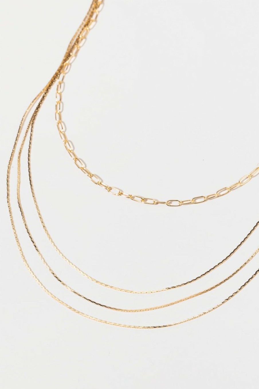 Francesca's Lilah Multi Layer Metal Necklace Gold Necklaces