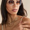 Francesca's Rosie Aviator Sunglasses White Sunglasses