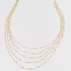 Francesca's Pauline Five Row Pearl Necklace Gold Necklaces