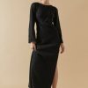 Francesca's Alana Pleated Open Back Maxi Dress Black Dresses