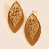 Francesca's Ivana Filigree Leaf Drop Earrings Brown Earrings