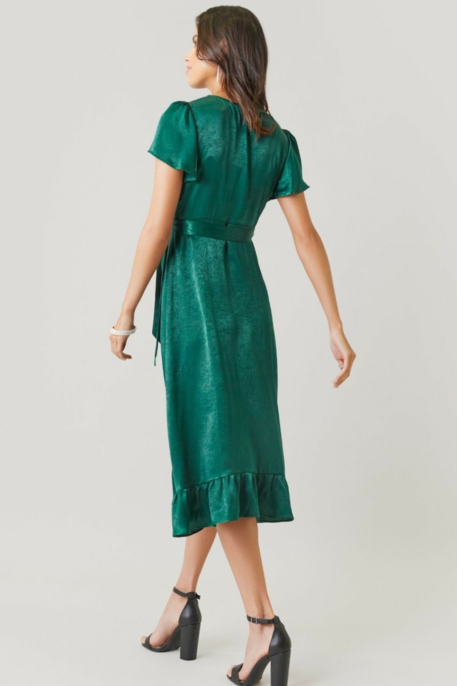 Francesca's Emma Satin Wrap Midi Dress Dresses