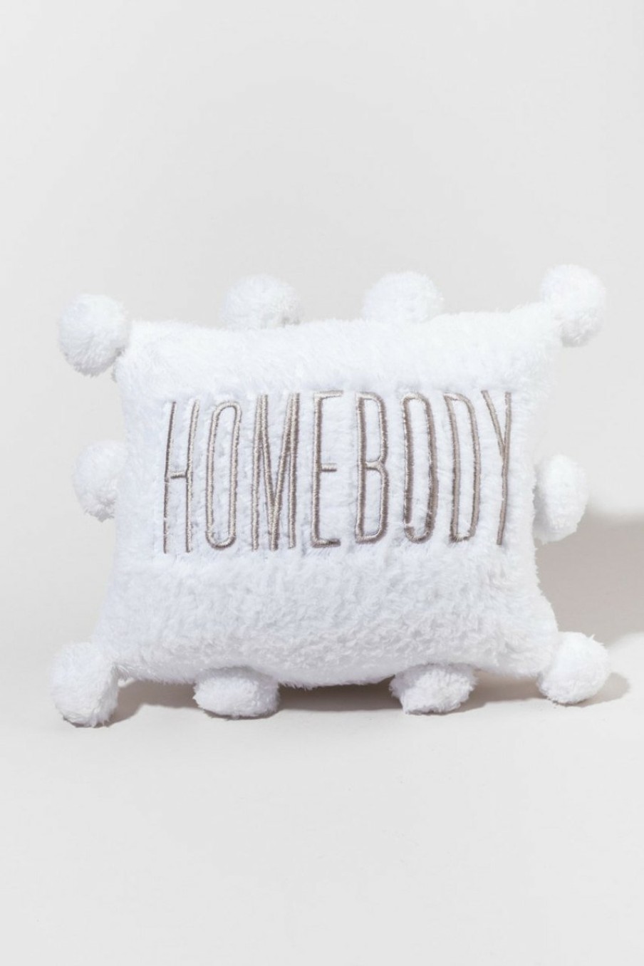 Francesca's Homebody Embroidered Pom Pom Pillow Multi Home Decor