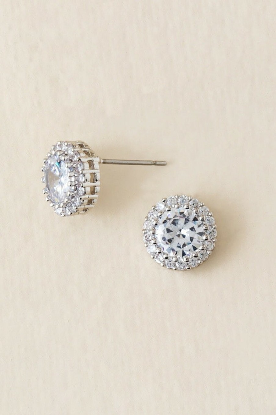 Francesca's Tina Round Cubic Zirconia Studs Crystal Earrings