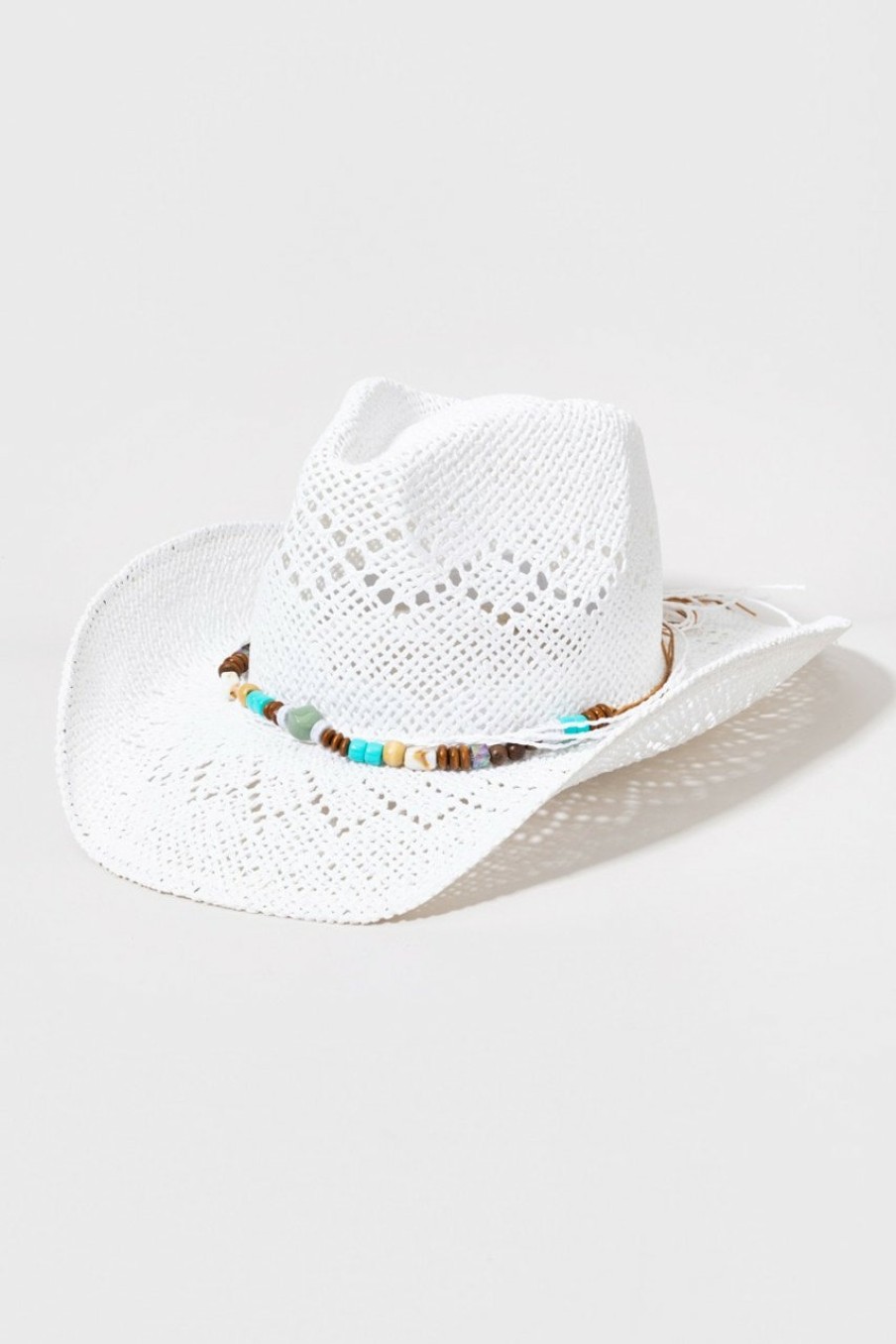 Francesca's Isabelle Seashell Cowboy Hat White Hats