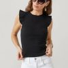 Francesca's Ella Flutter Sleeve Rib-Knit Top Tops