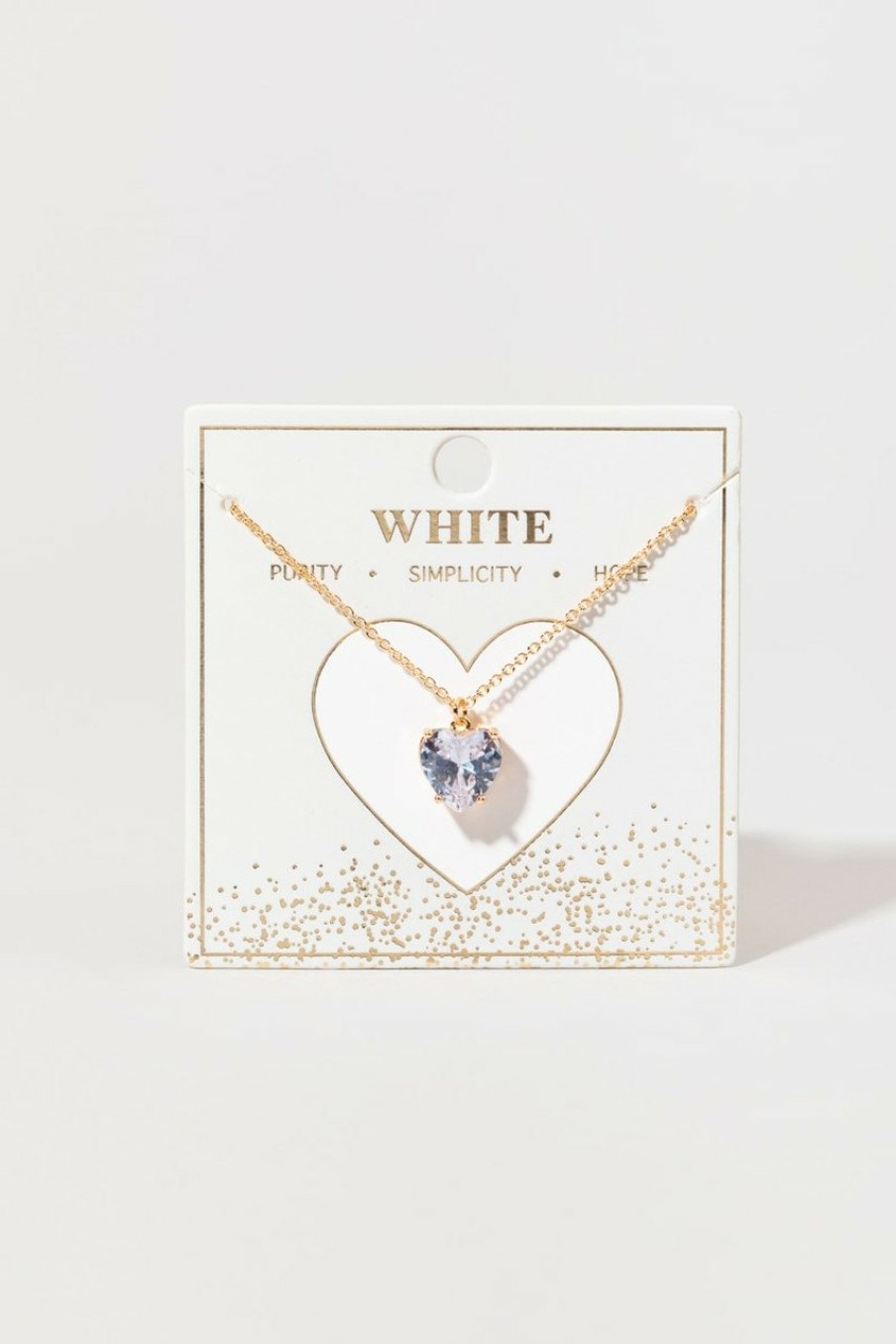 Francesca's Erica Heart Pendant Necklace White Necklaces