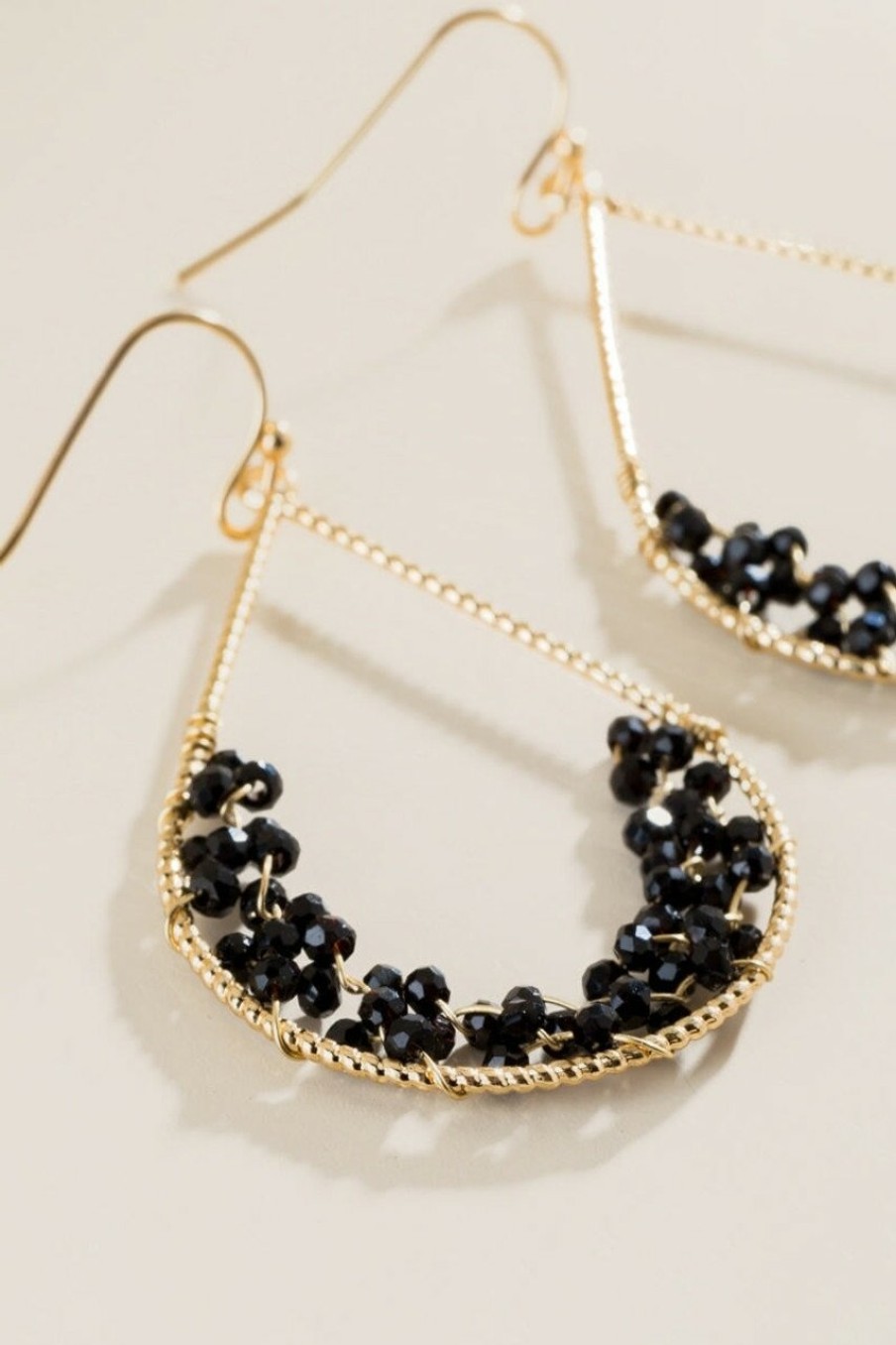 Francesca's Sydney Beaded Teardrop Earrings In Black Earrings