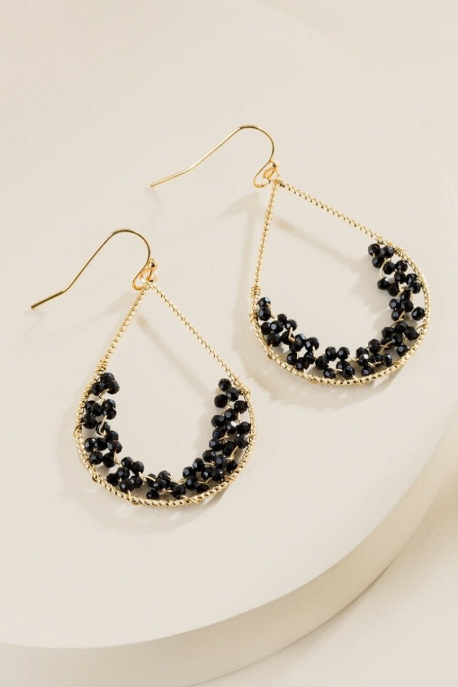 Francesca's Sydney Beaded Teardrop Earrings In Black Earrings