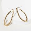 Francesca's Layla Flat Hammered Long Hoop Earrings Gold Earrings