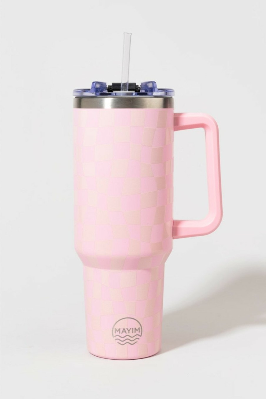 Francesca's Stainless Checkered Mug Pink Drinkware