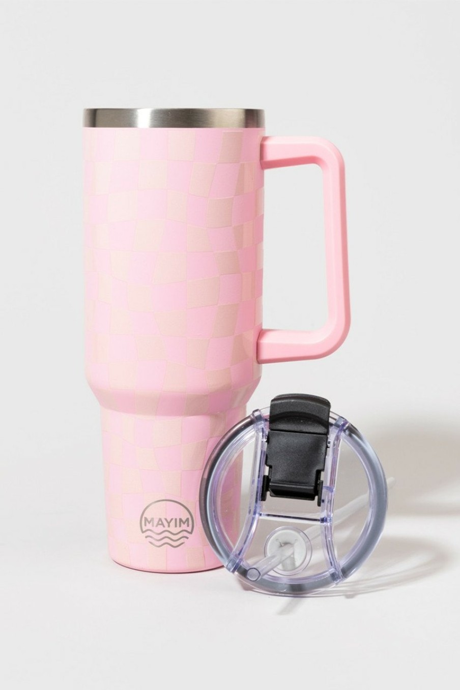 Francesca's Stainless Checkered Mug Pink Drinkware