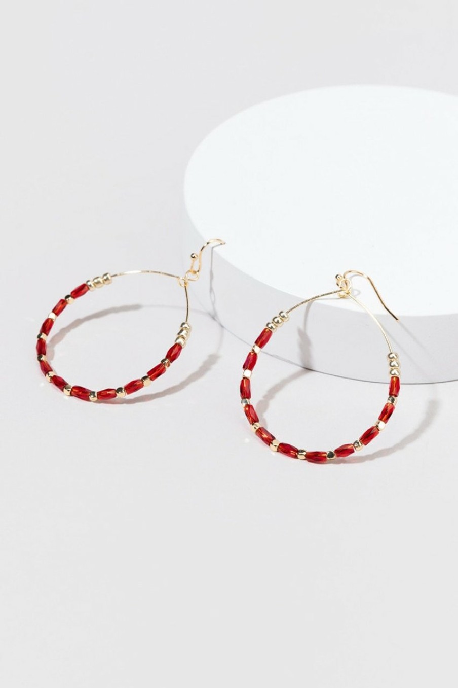 Francesca's Calliope Beaded Teardrop Earrings Red Earrings