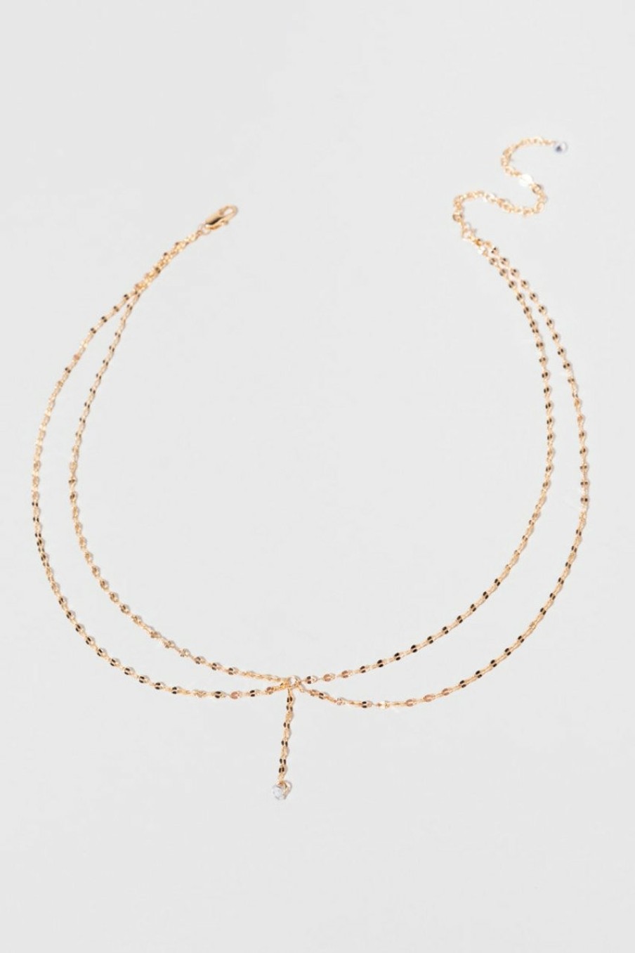 Francesca's Vivian And Crystal Chain Link Necklace Gold Necklaces