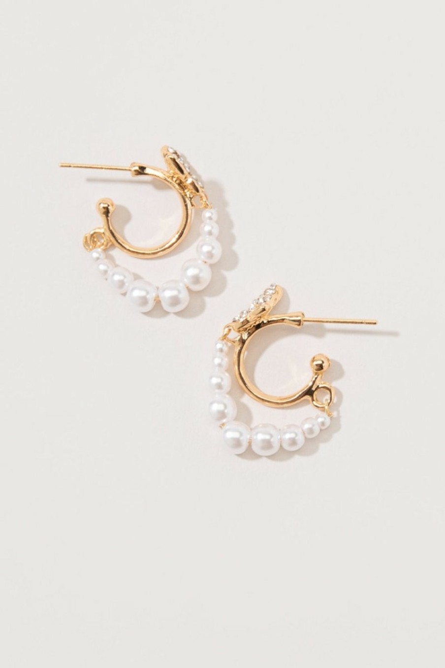 Francesca's Valentina Cz Butterfly Hoop Earrings Pearl Earrings