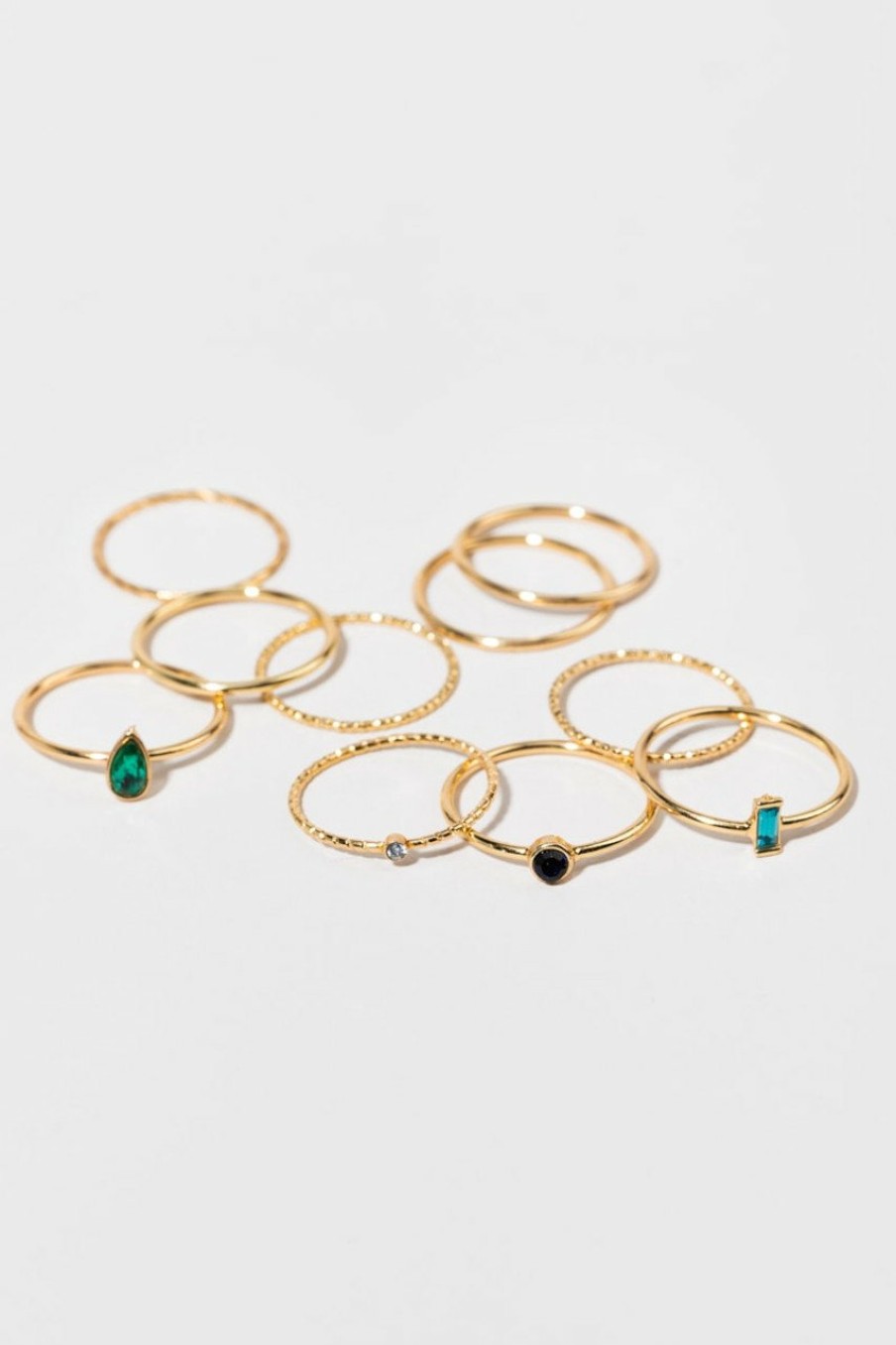 Francesca's Maxie Shape Colored Glass Rings Set Multi Rings