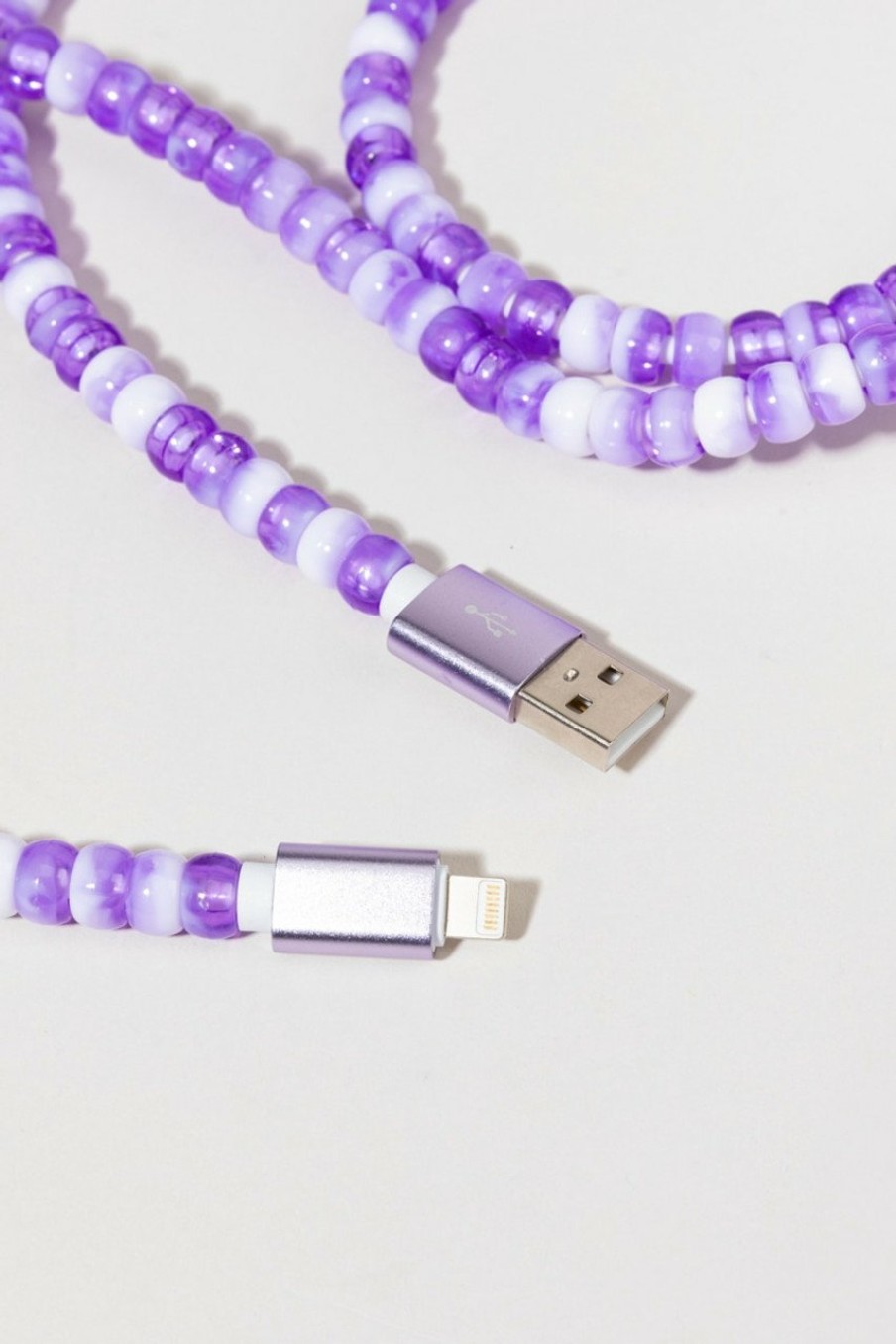 Francesca's Bead Charging Cable Purple Tech