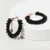 Francesca's Lee Woven Bead Medium Hoop Earrings Black Earrings