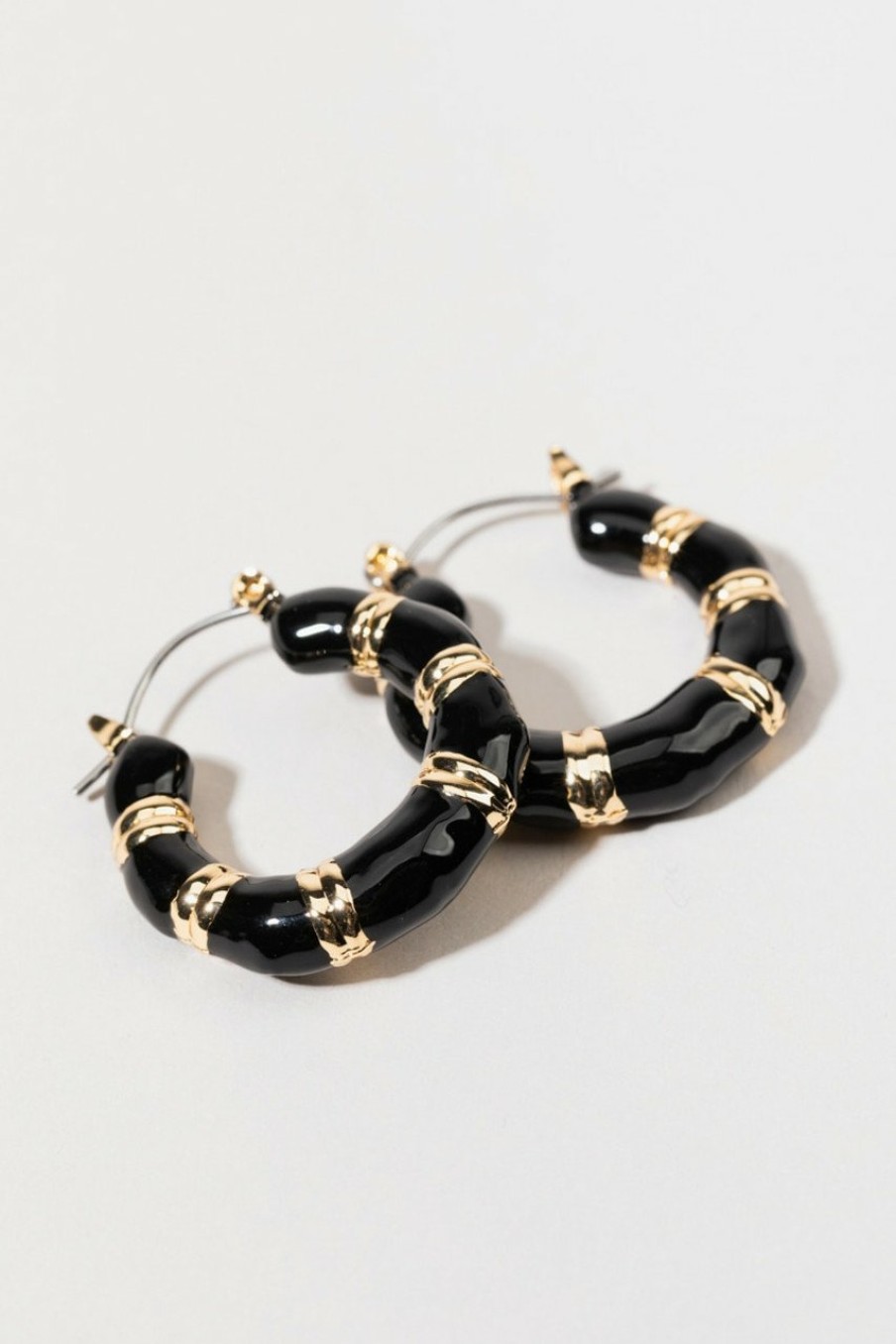 Francesca's Linsay Shrimp Hoop Earrings Black Earrings