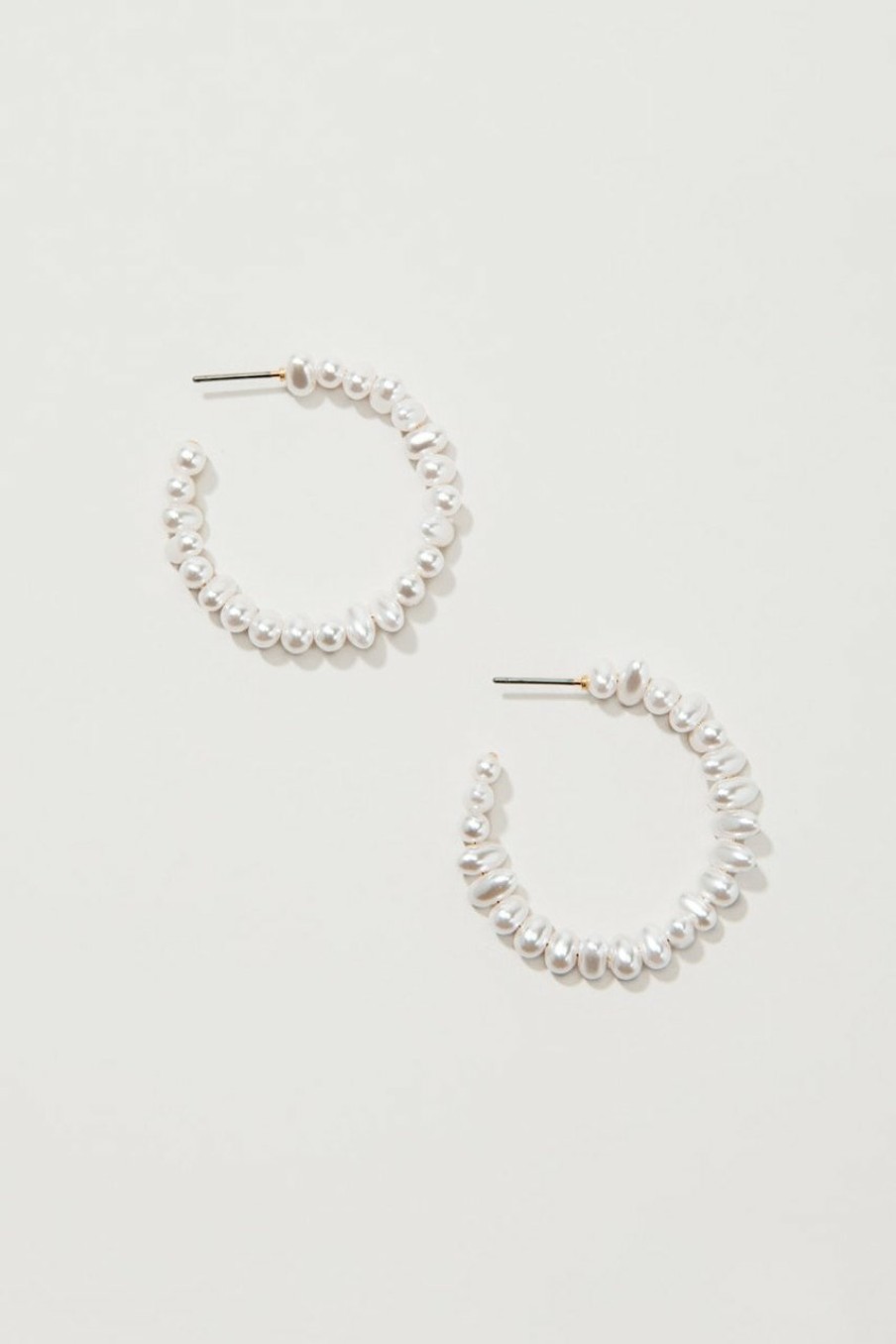 Francesca's Kristeen Organic Shape Hoop Earrings Pearl Earrings