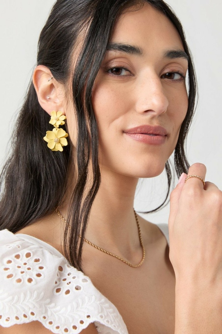 Francesca's Ines Epoxy Flower Earrings Yellow Earrings