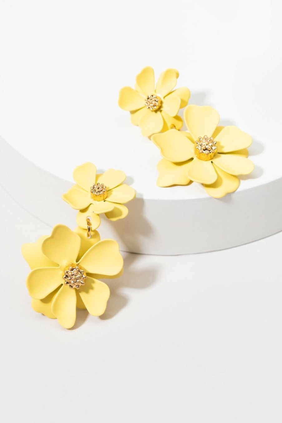 Francesca's Ines Epoxy Flower Earrings Yellow Earrings