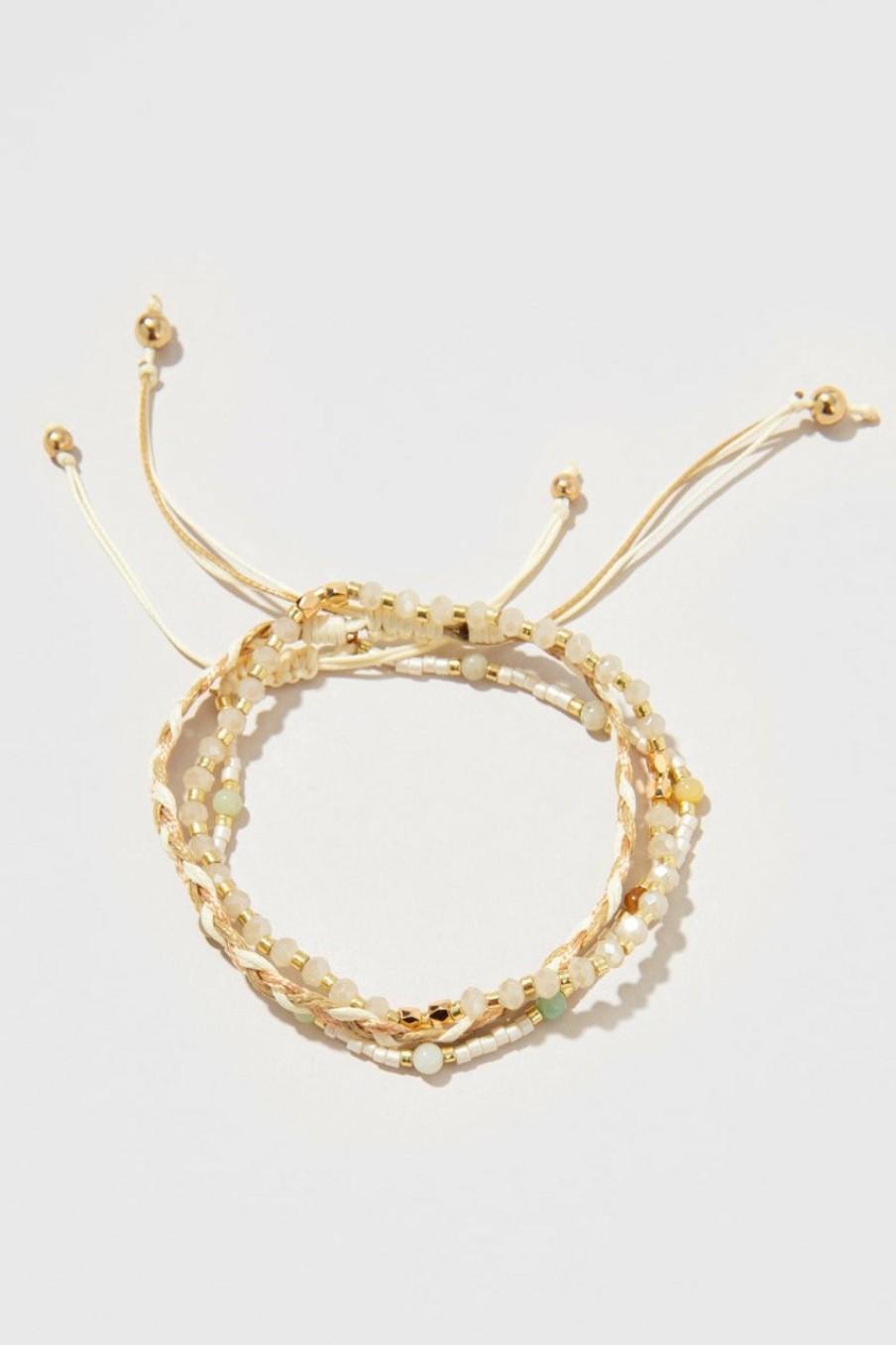 Francesca's Karina Pull Tie Thread Bracelets Set Natural Bracelets