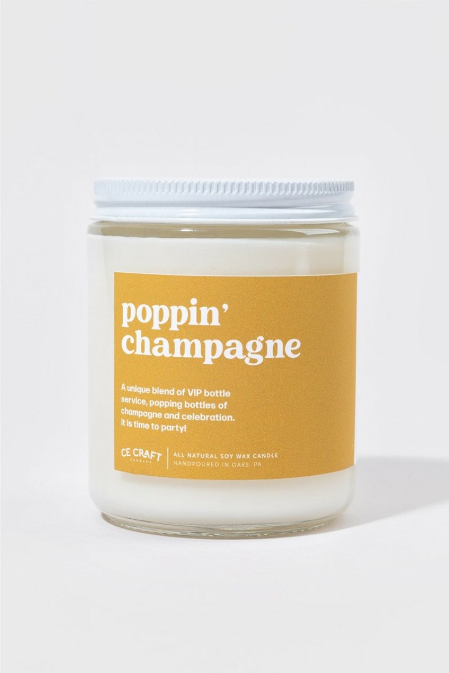 Francesca's Ce Craft Poppin Champagne Candle 8Oz Gold Candles