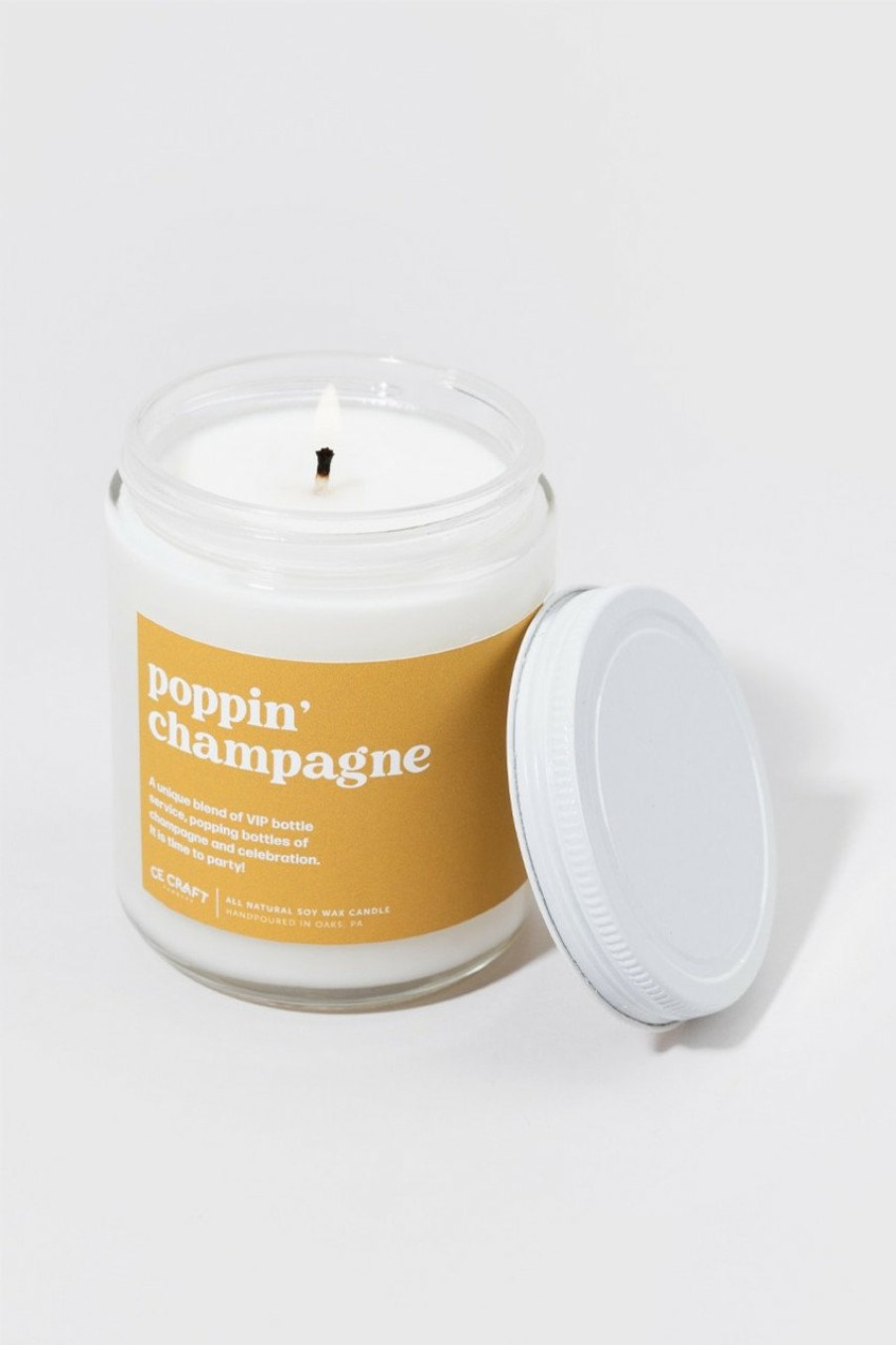 Francesca's Ce Craft Poppin Champagne Candle 8Oz Gold Candles