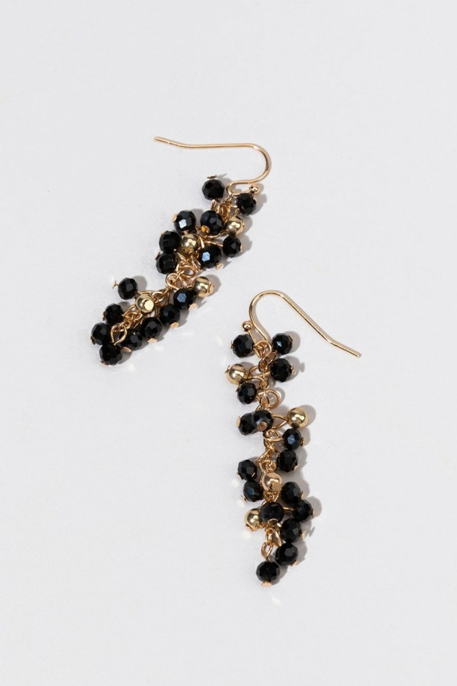 Francesca's Sarah Beaded Drop Earrings Black Earrings