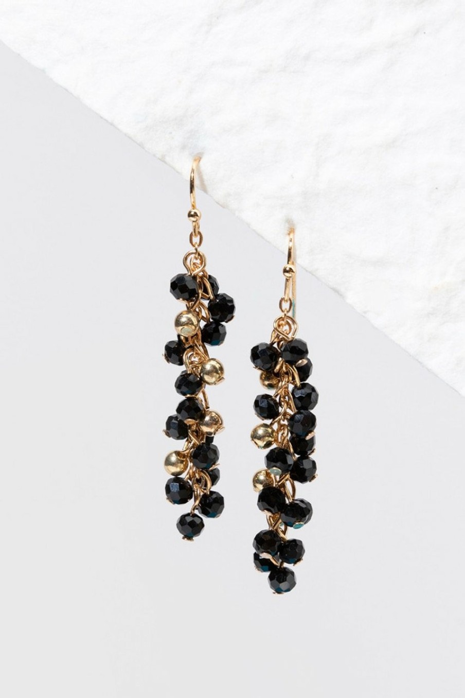 Francesca's Sarah Beaded Drop Earrings Black Earrings