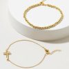 Francesca's Dana En Cross And Ball Bracelet Gold Bracelets