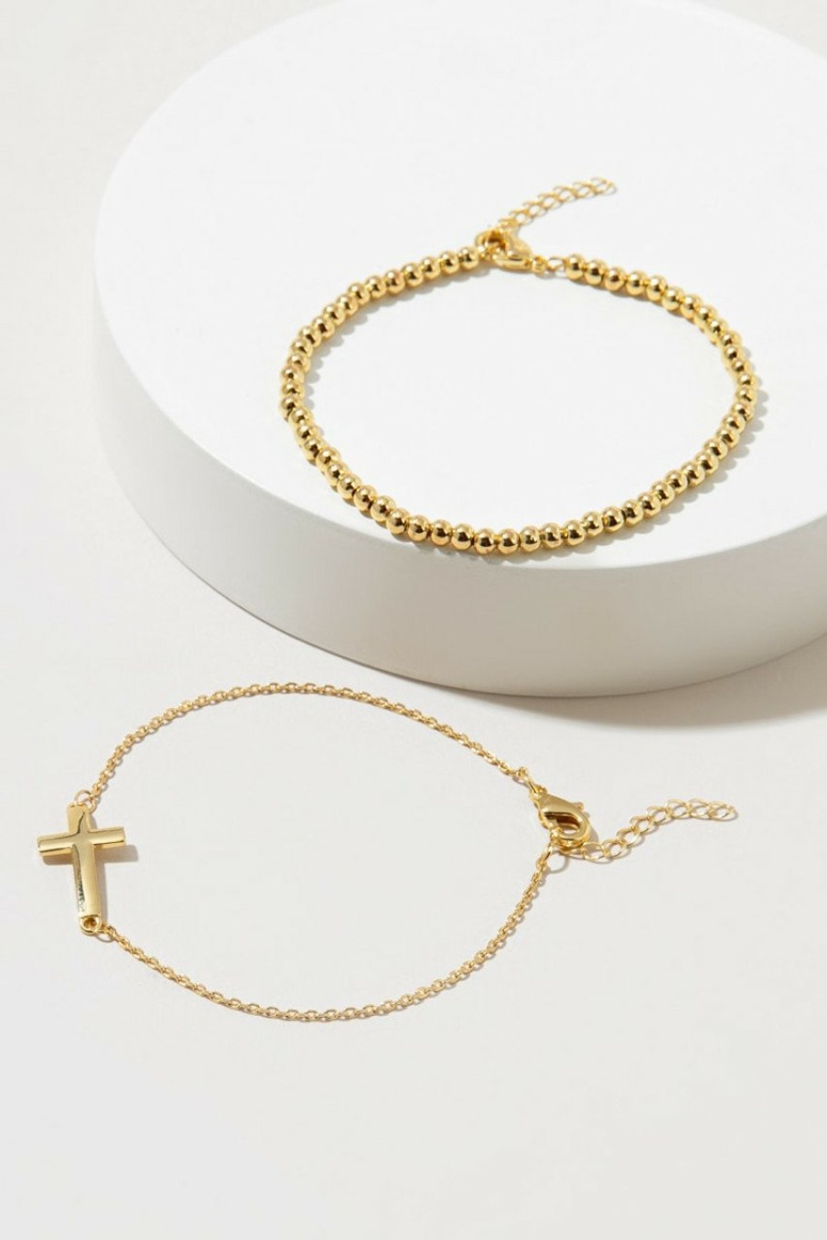 Francesca's Dana En Cross And Ball Bracelet Gold Bracelets