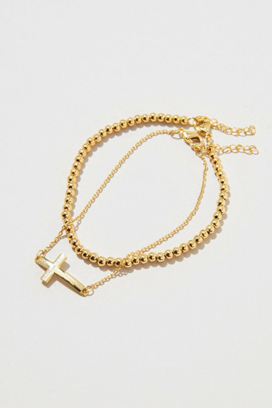 Francesca's Dana En Cross And Ball Bracelet Gold Bracelets