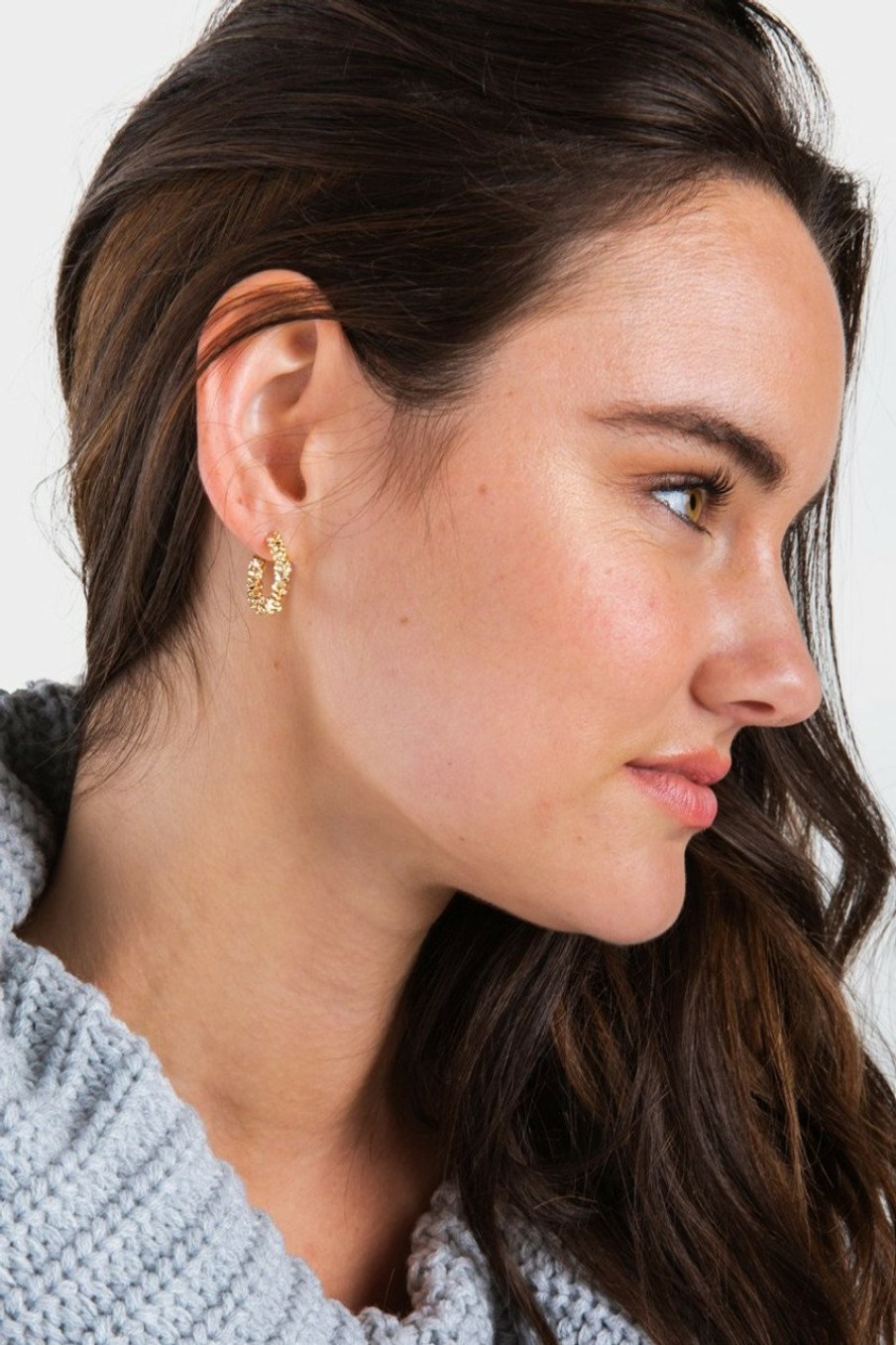 Francesca's Apryl Stacked Metal Hoops Gold Earrings