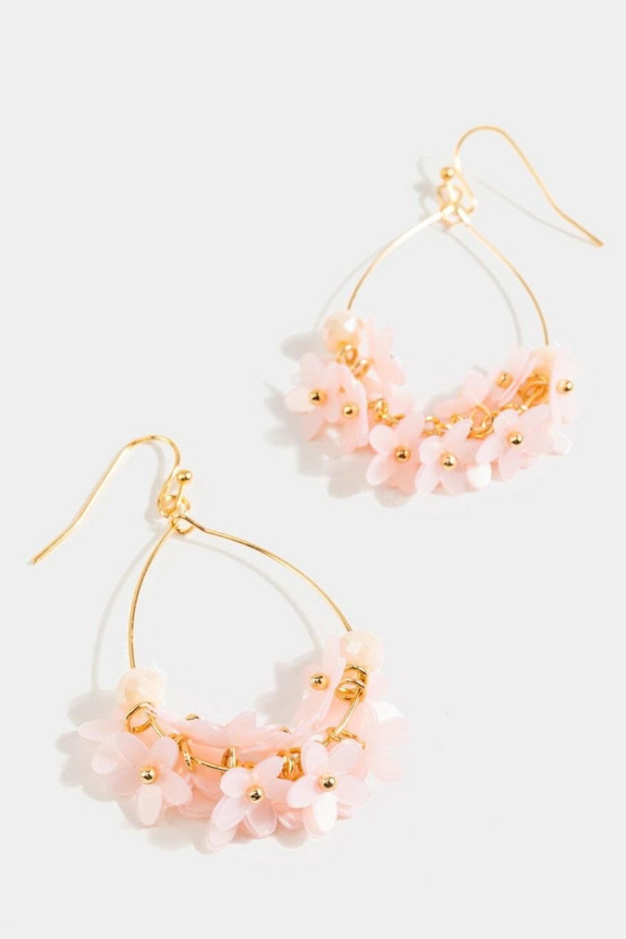 Francesca's Faye Floral Tear Drop Earrings Pale Pink Earrings